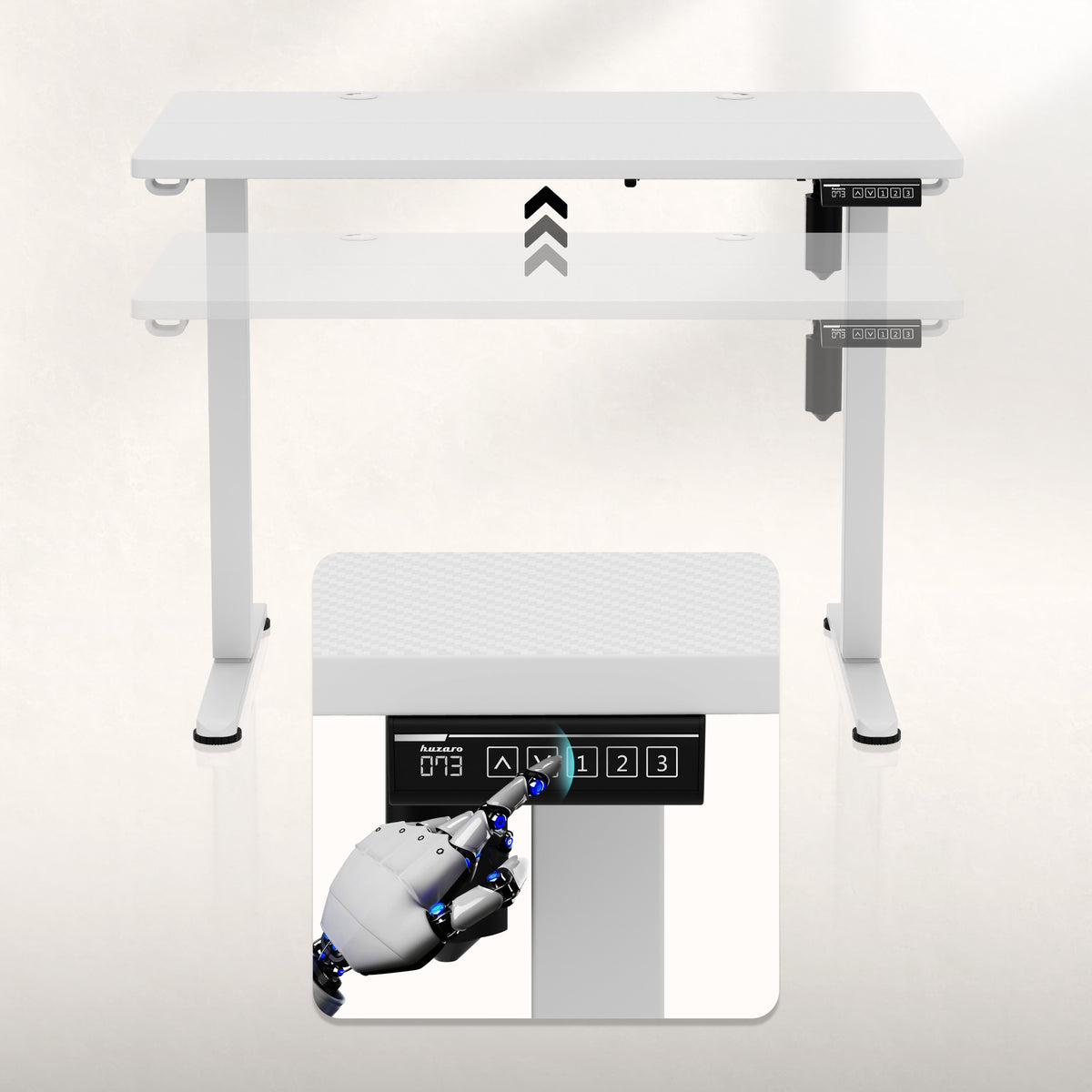 Huzaro Hero 7.8 White Electric Adjustable Desk on Castors