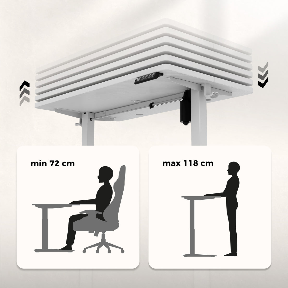 Huzaro Hero 7.8 White Electric Adjustable Desk on Castors