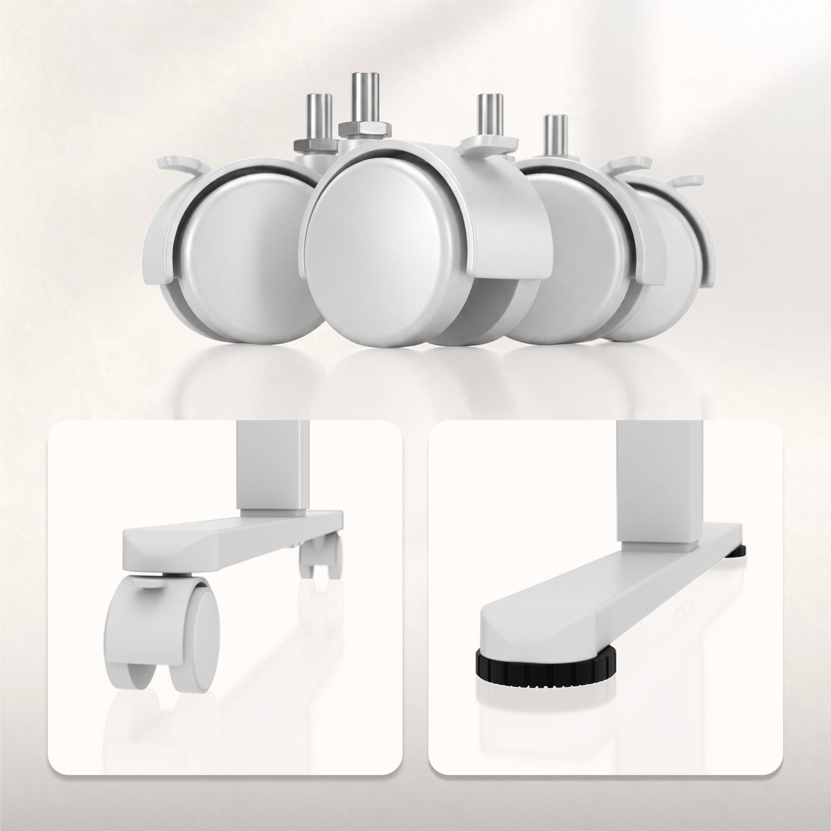 Huzaro Hero 7.8 White Electric Adjustable Desk on Castors