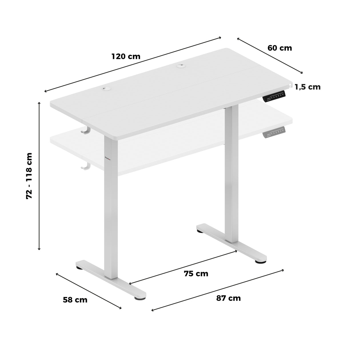 Huzaro Hero 8.1 White Electric Gaming Desk