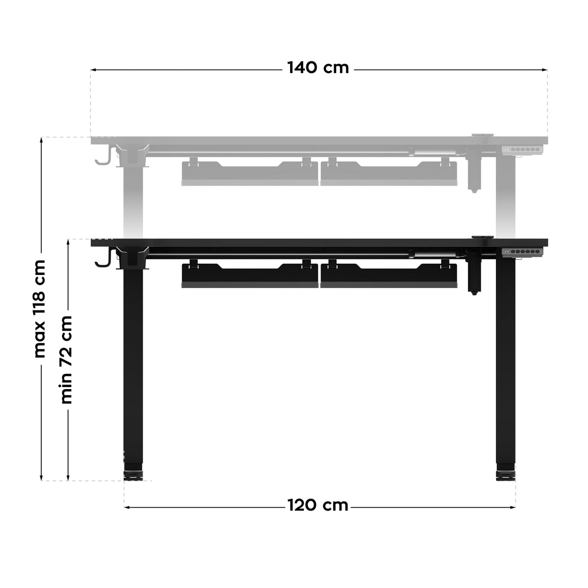 Huzaro Hero 8.7 RGB LED 140 cm electric desk