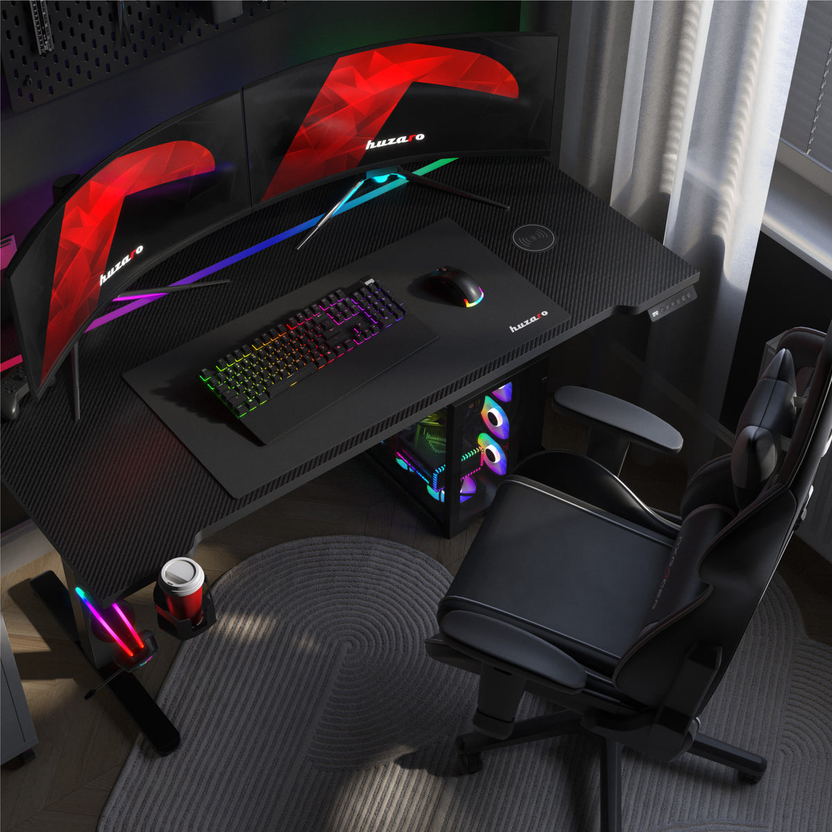Electric gaming desk with an adjustable tabletop