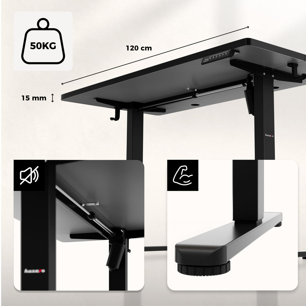 Huzaro Hero 8.1 Black Electric Gaming Desk
