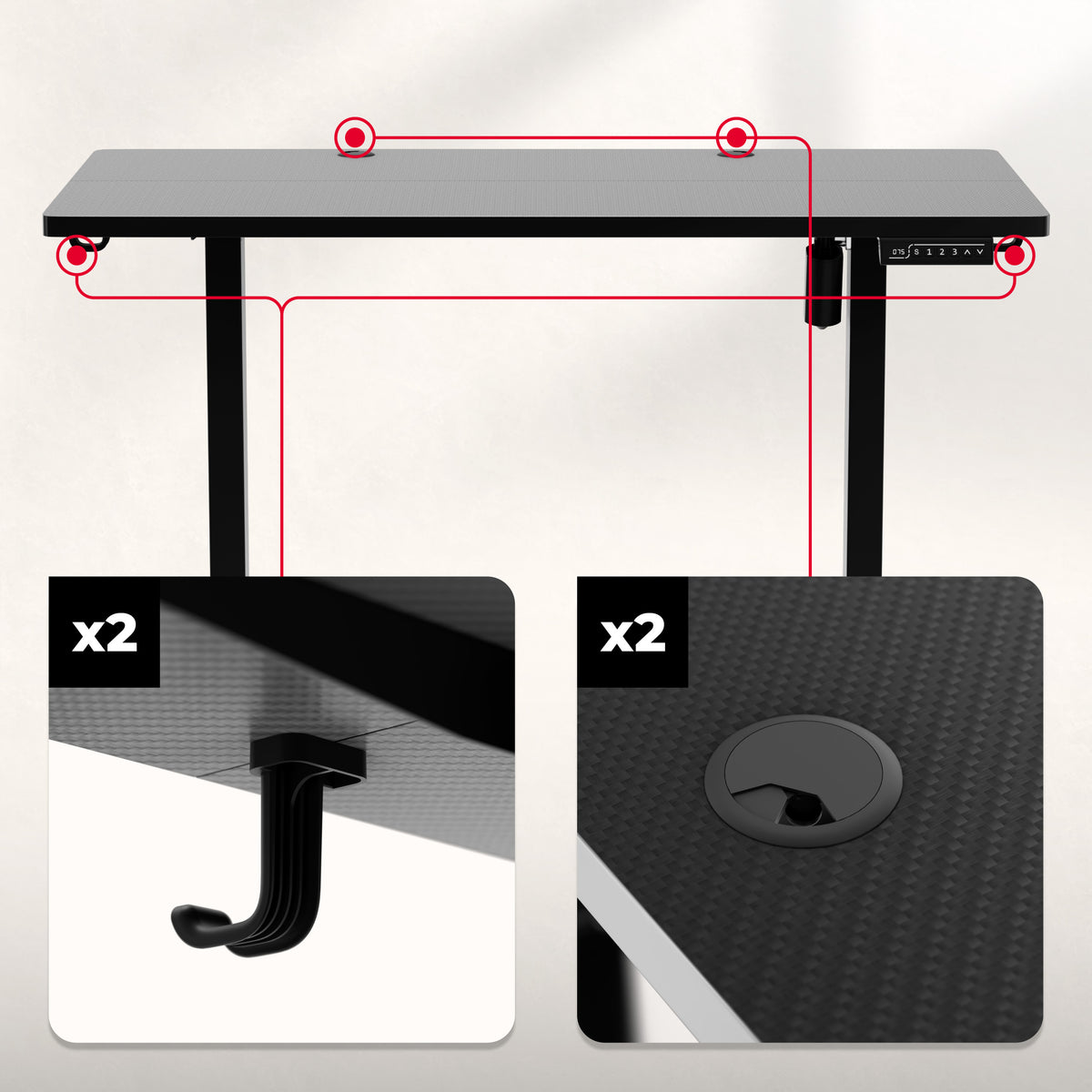 Huzaro Hero 8.1 Black Electric Gaming Desk
