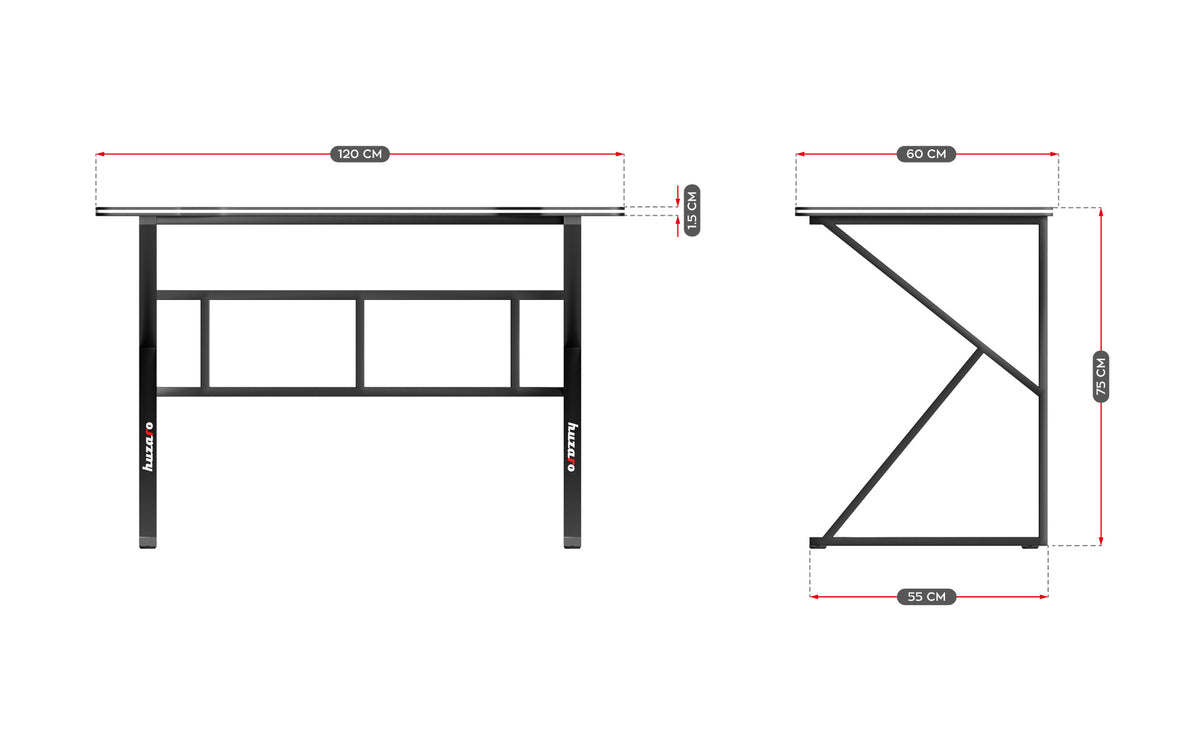 Huzaro Hero 1.6 Black 120 cm Gaming Desk