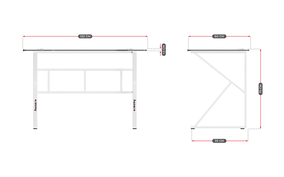 Huzaro Hero 1.6 White 120 cm Gaming Desk