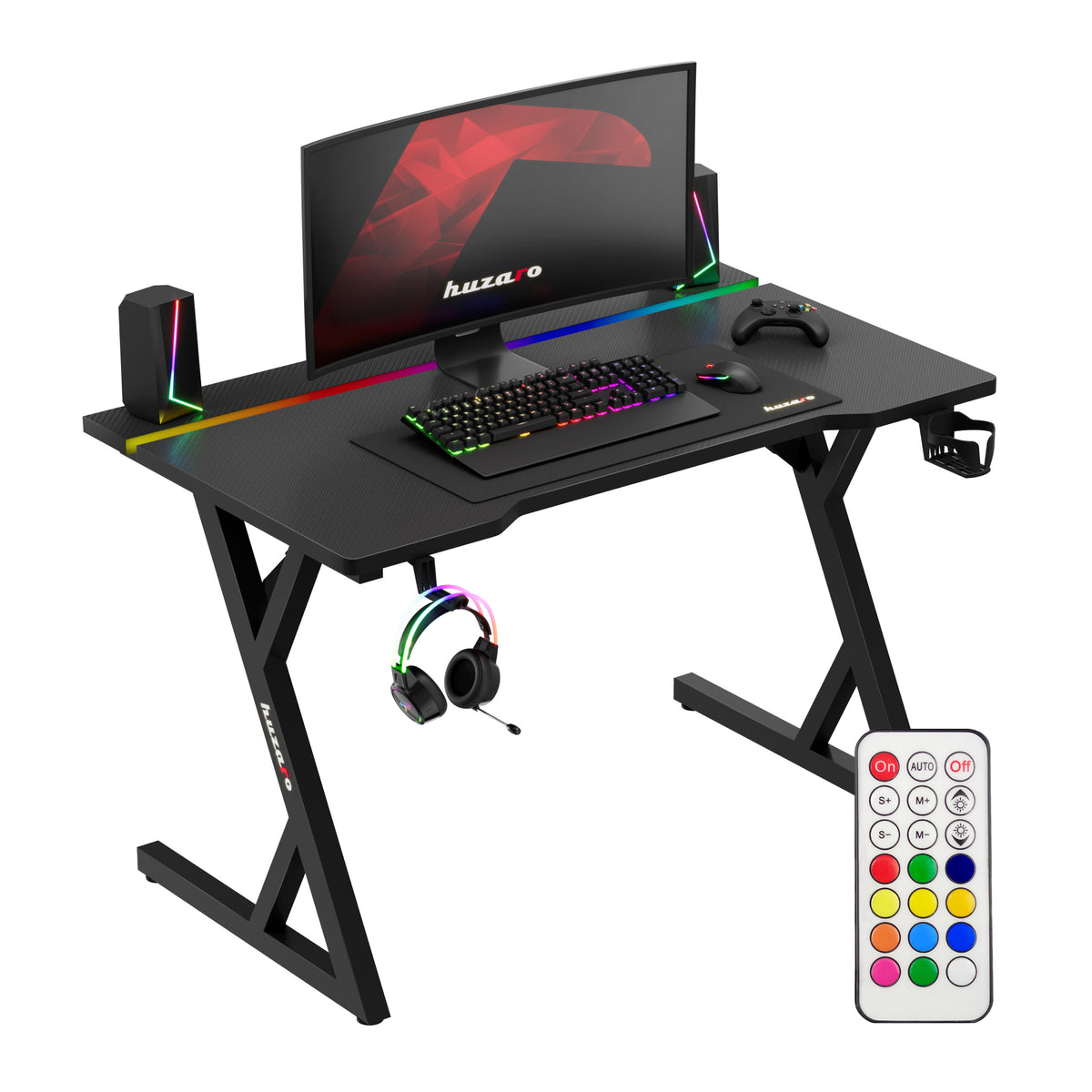 Huzaro Hero 2.4 RGB Black gaming desk with LED lighting