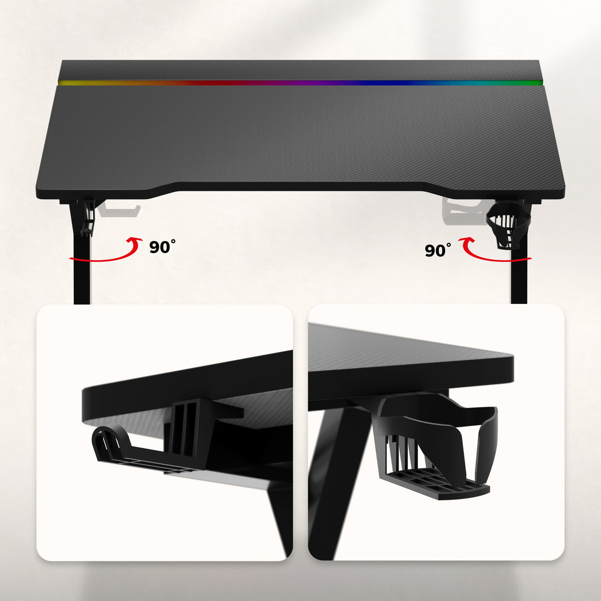 Huzaro Hero 2.4 RGB Black gaming desk with LED lighting