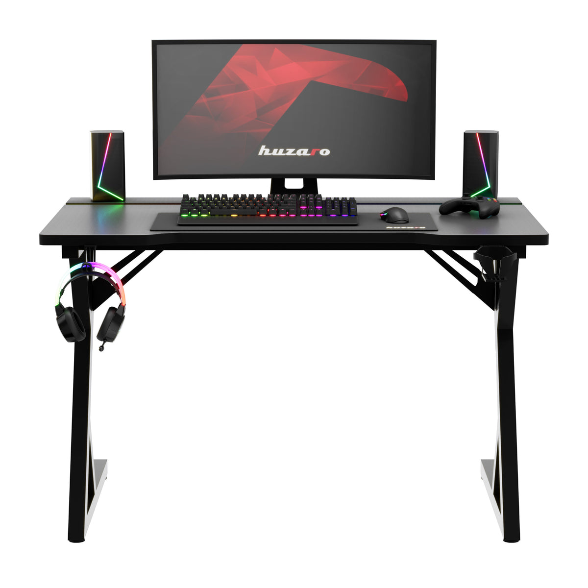 Huzaro Hero 2.4 RGB Black gaming desk with LED lighting