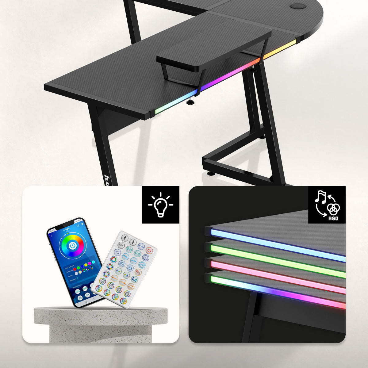 HUZARO Hero 6.0 RGB Smart Black 147 cm corner gaming desk