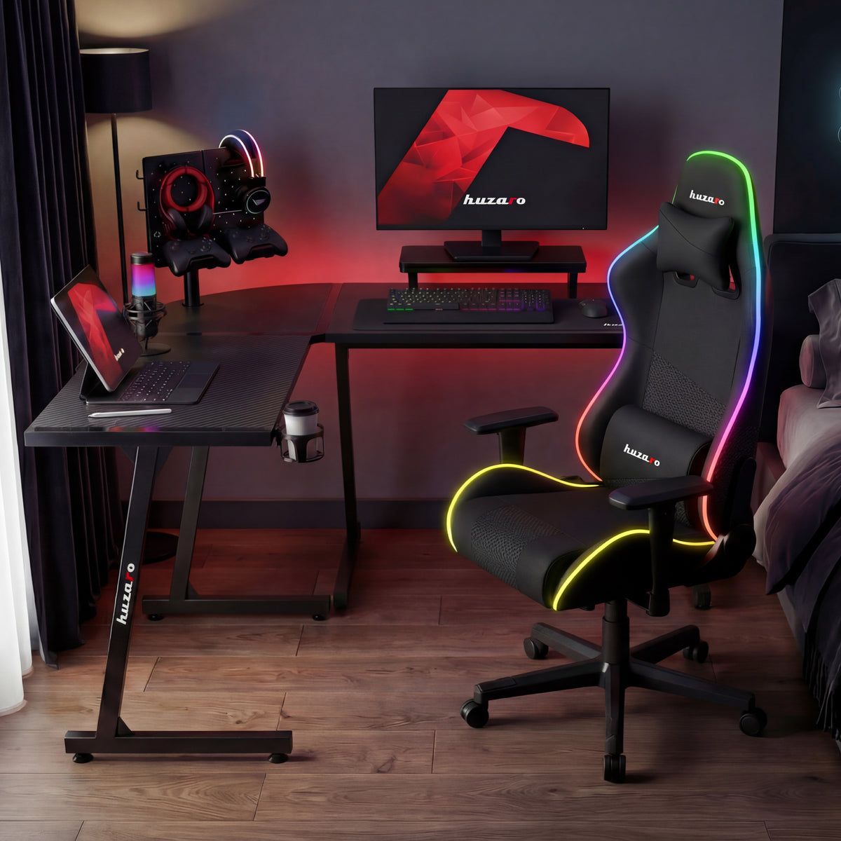 HUZARO Hero 6.0 RGB Smart Black 147 cm corner gaming desk