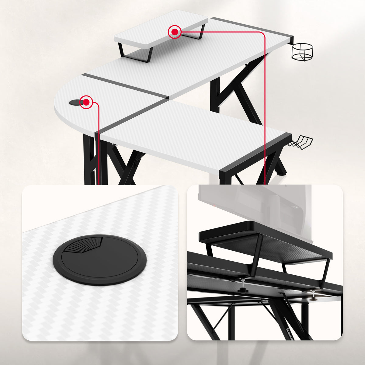 Huzaro Hero 6.3 White 154 cm corner gaming desk