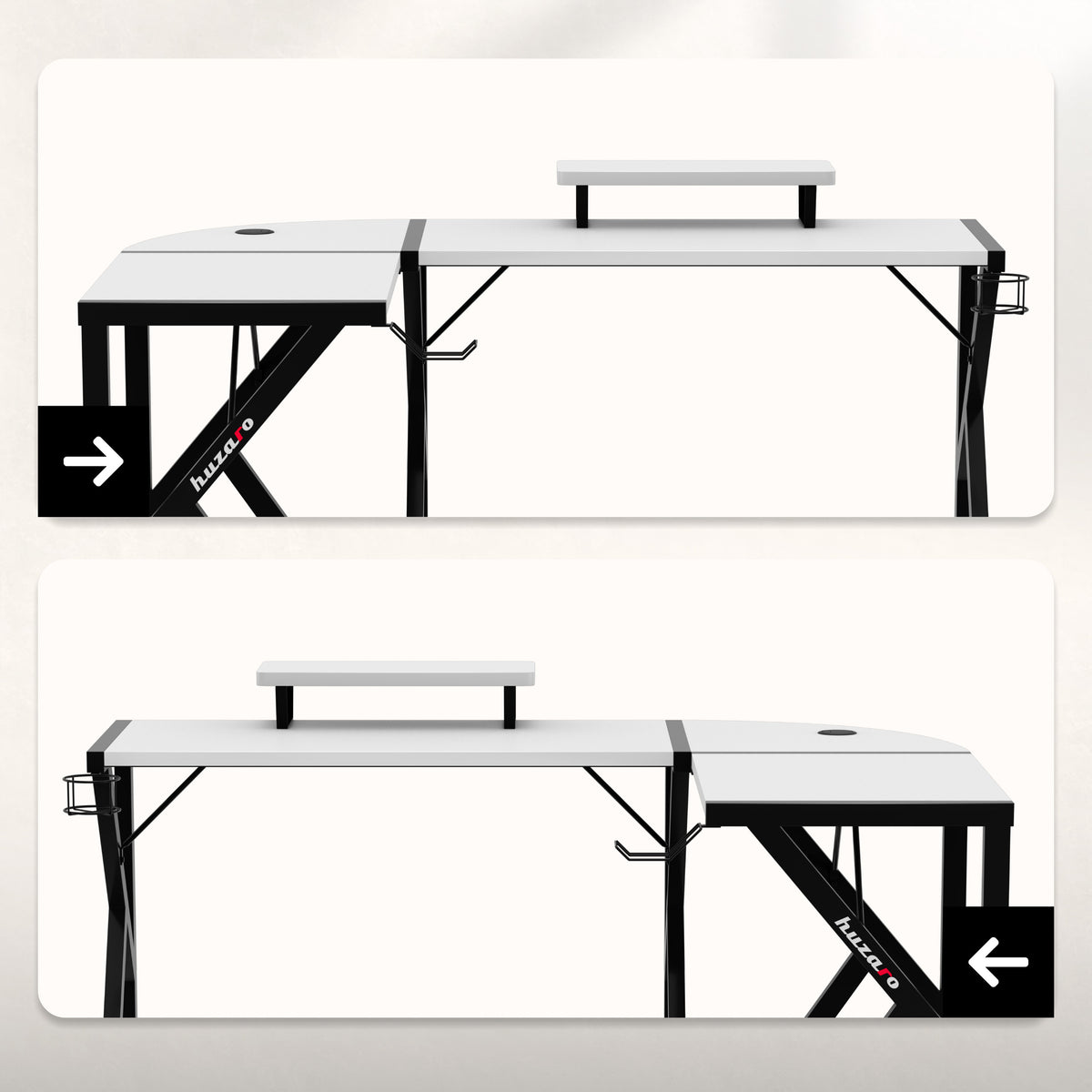 Huzaro Hero 6.3 White 154 cm corner gaming desk