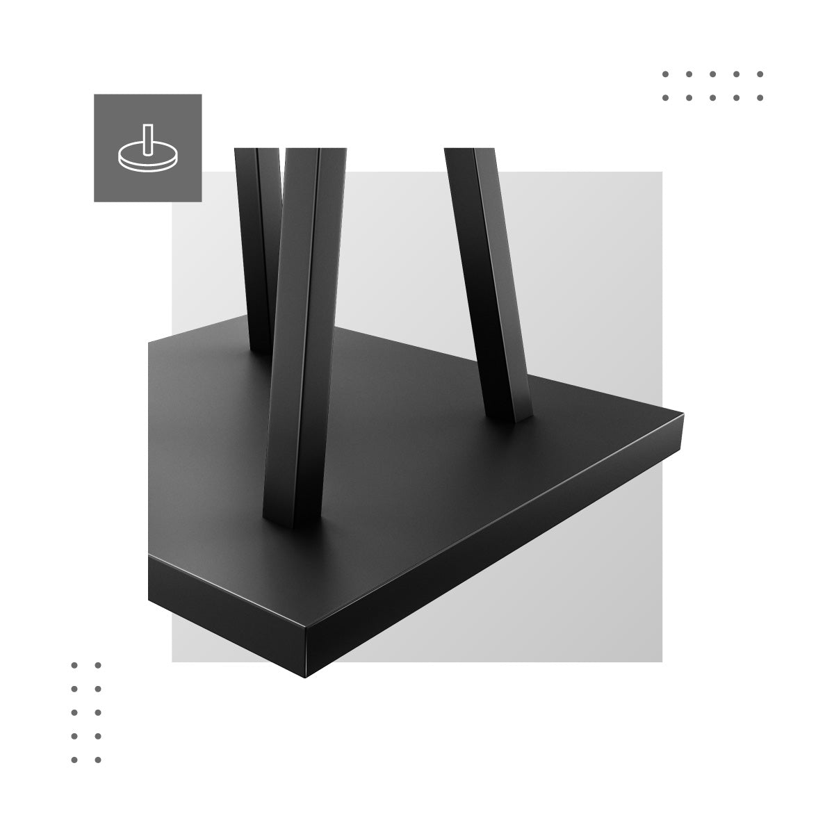 A sturdy base and a powder-coated finish