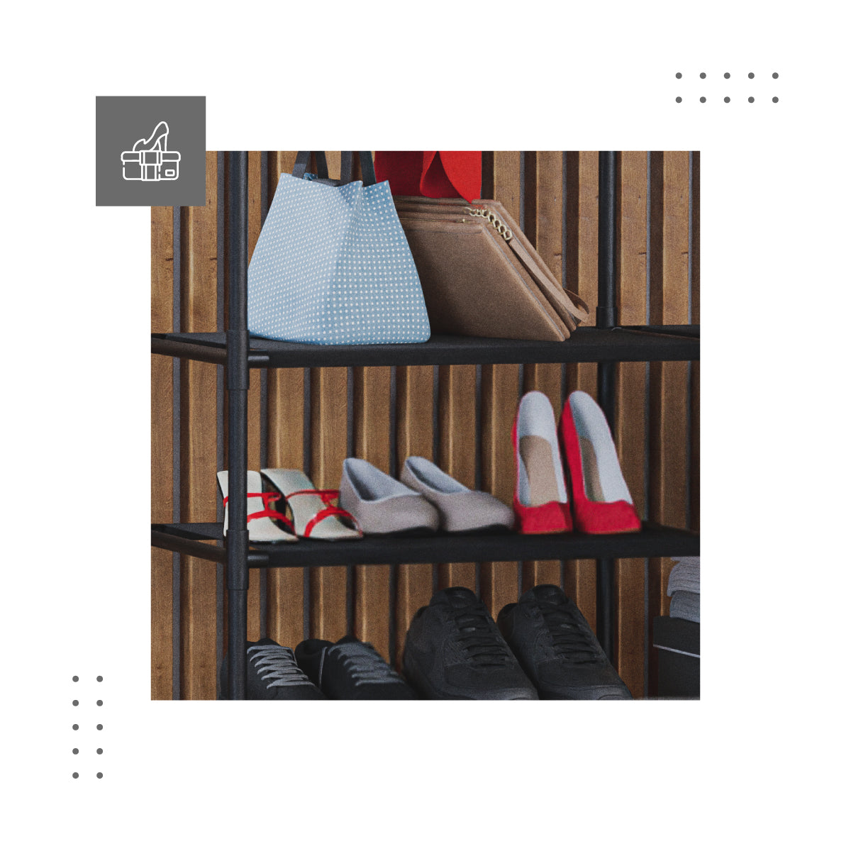 6 shelves for shoes and accessories