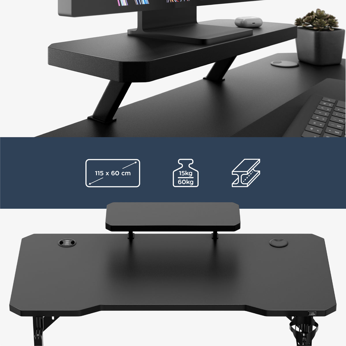 A spacious worktop and an extra shelf