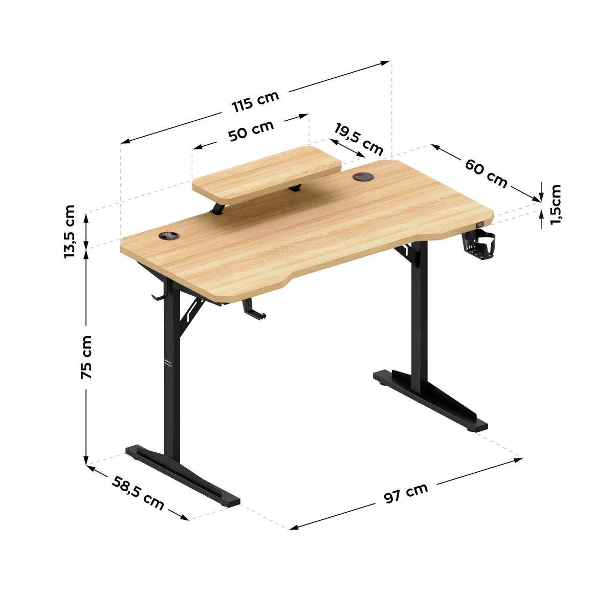 Mark Adler Leader 5.1 Oak 115 cm computer desk with shelf