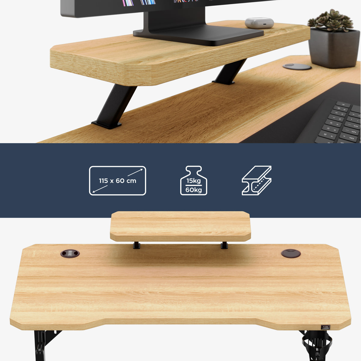A spacious worktop and an extra shelf