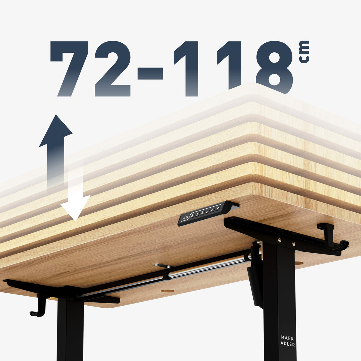 Wide range of height adjustment: 72 – 118 cm
