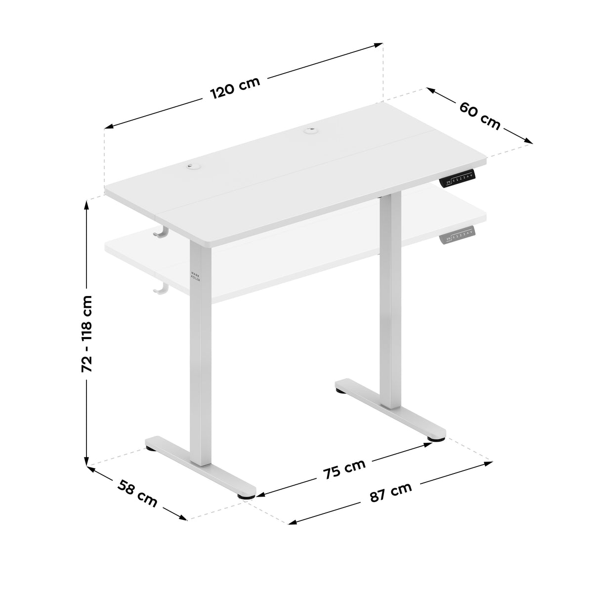 Mark Adler Leader 6.9 White 120 cm electric height-adjustable desk