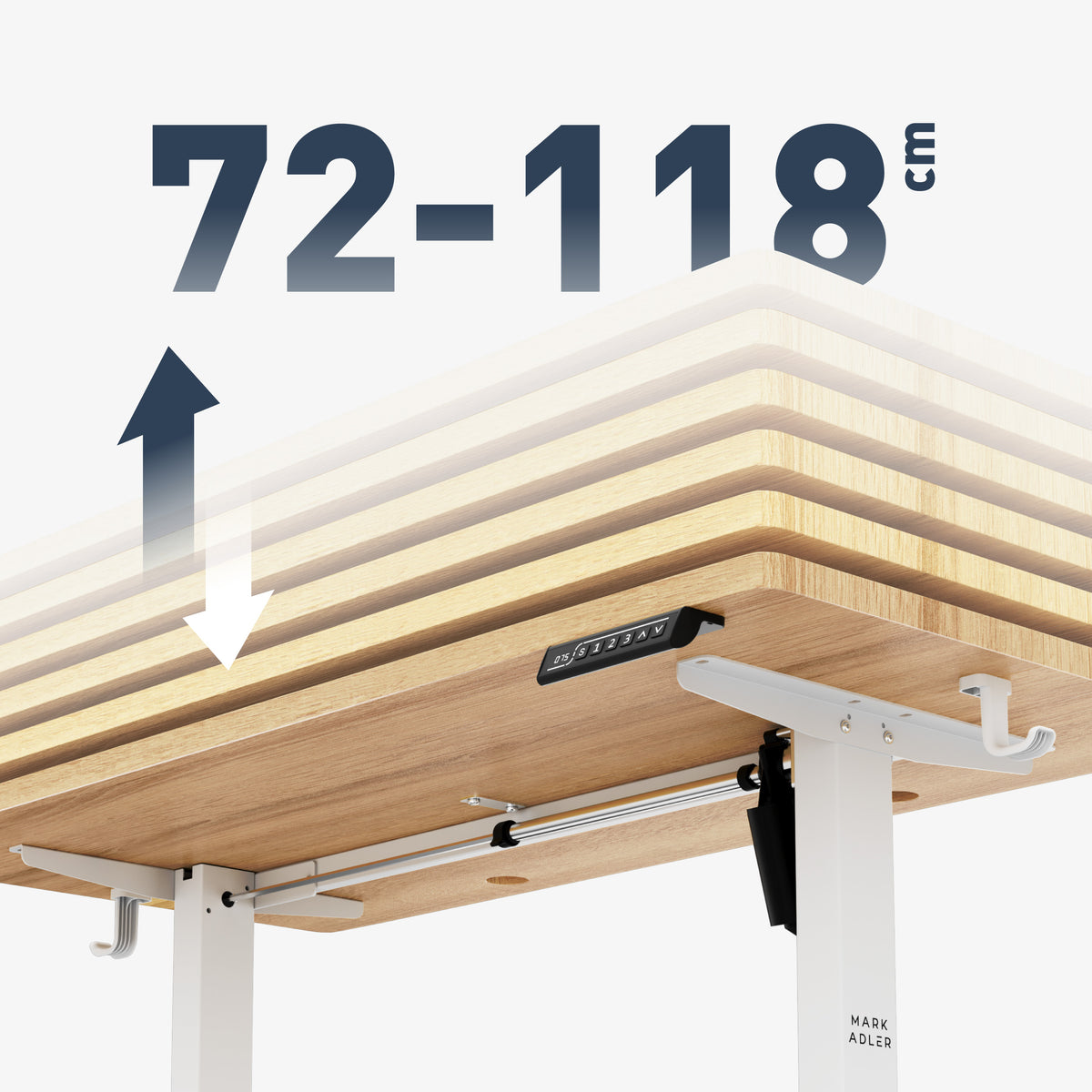 Wide range of height adjustment: 72 – 118 cm