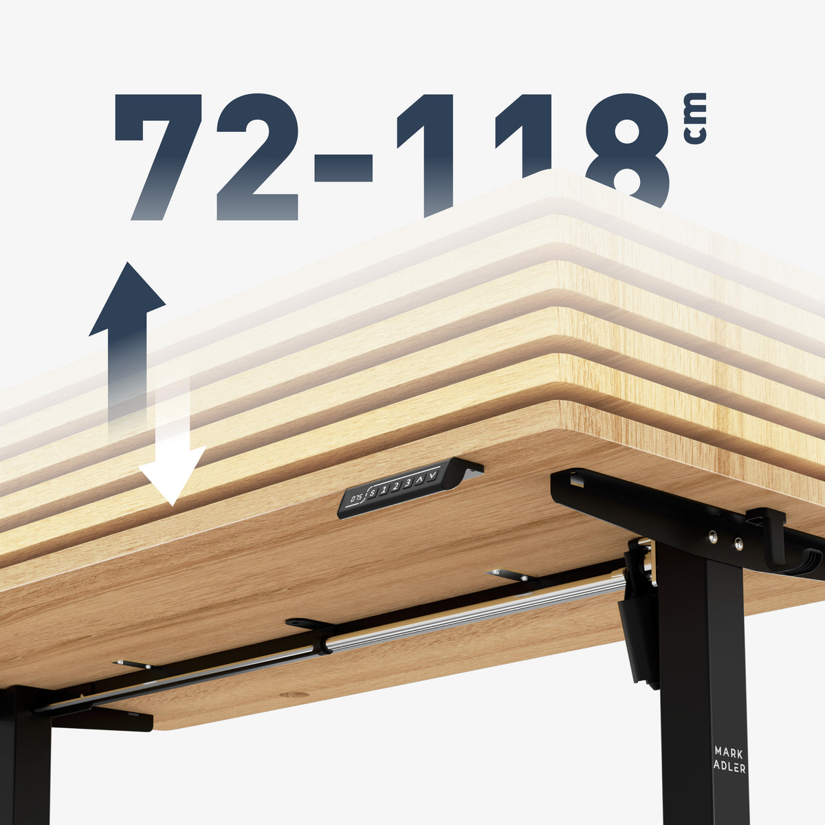 Wide range of height adjustment: 72 – 118 cm