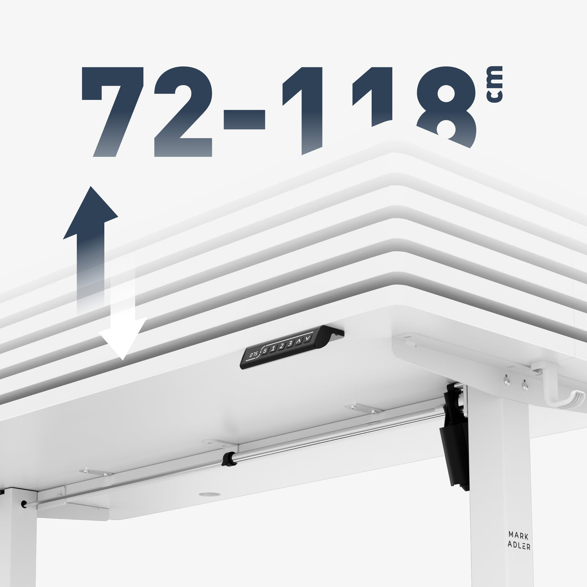 Wide range of height adjustment: 72 – 118 cm