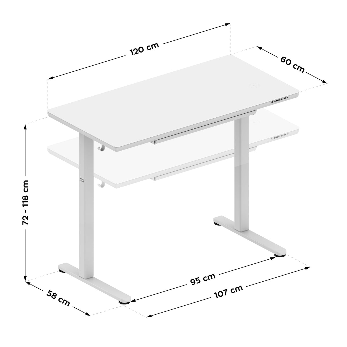 Mark Adler Leader 8.5 White 120 cm electric desk with glass top