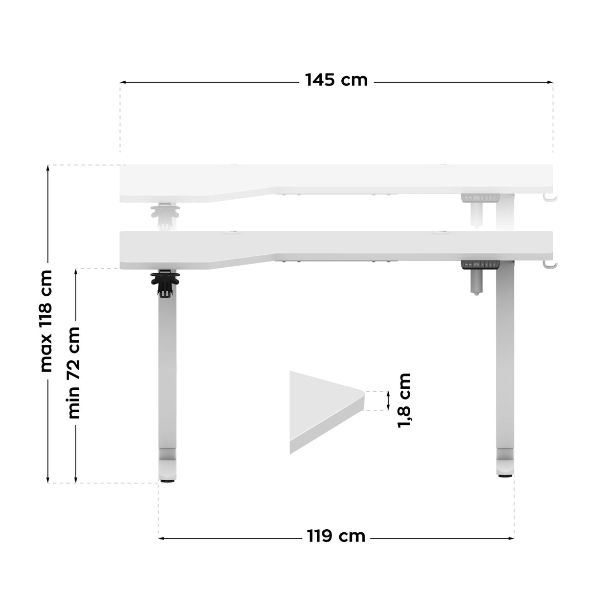 Mark Adler Leader 9.1 White 145 cm electric desk