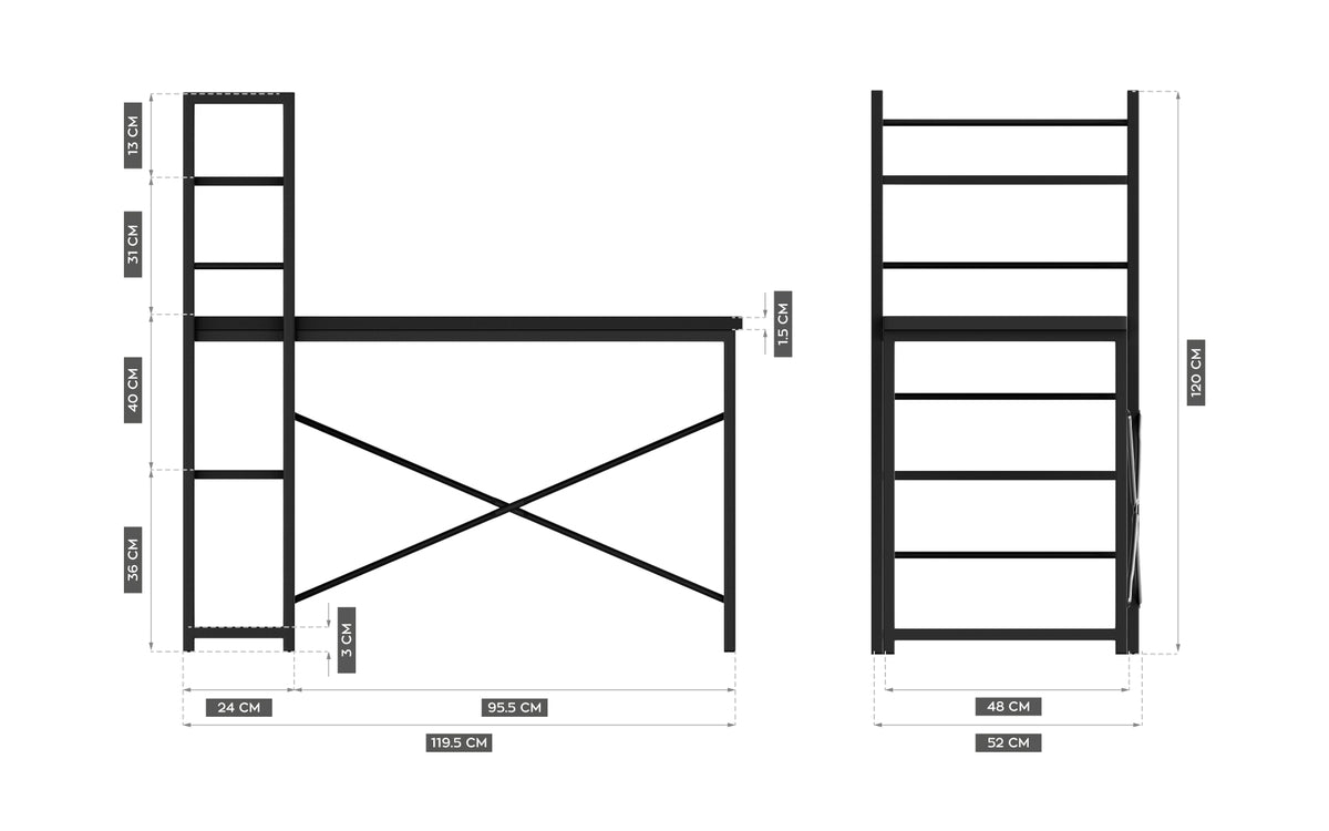 Mark Adler Leader 4.0 Black 120 cm Desk with Shelves