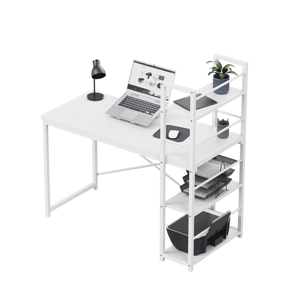 Mark Adler Leader 4.0 White 120 cm Desk with Shelves