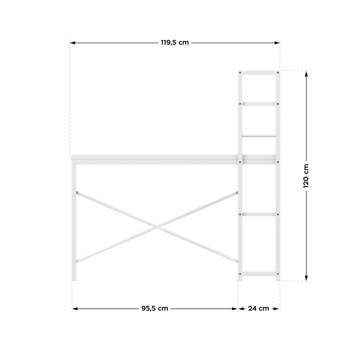 Mark Adler Leader 4.0 White 120 cm Desk with Shelves