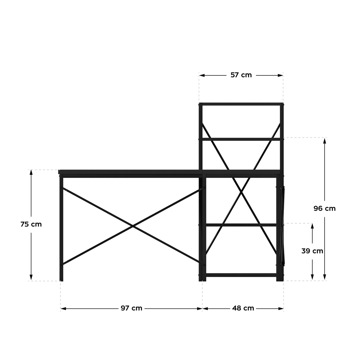 Mark Adler Leader 5.9 Black 145 cm corner desk with shelves