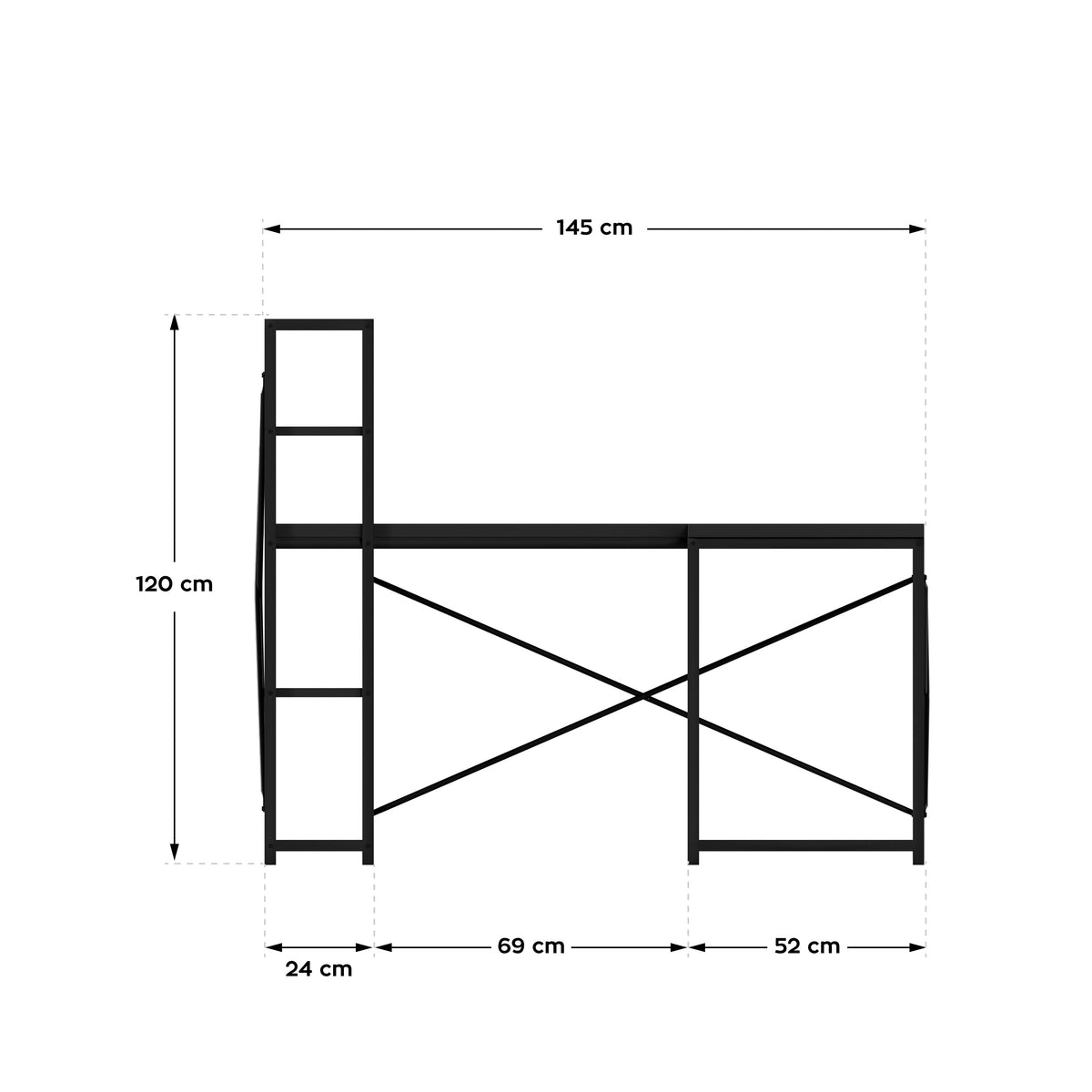 Mark Adler Leader 5.9 Black 145 cm corner desk with shelves