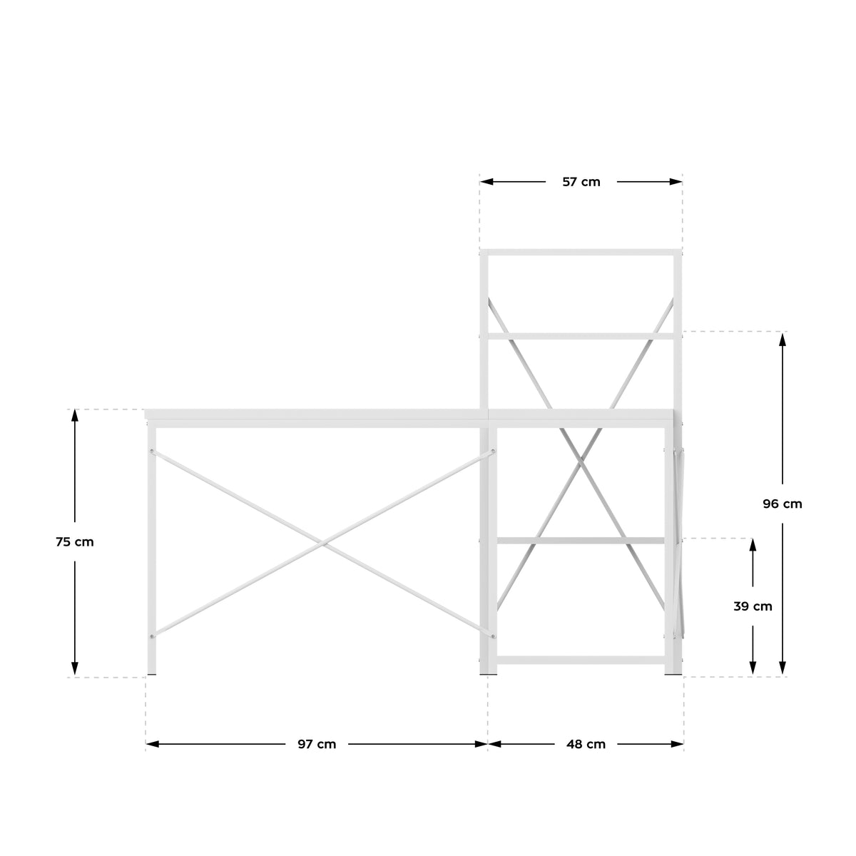 Mark Adler Leader 5.9 White 145 cm corner desk with shelves