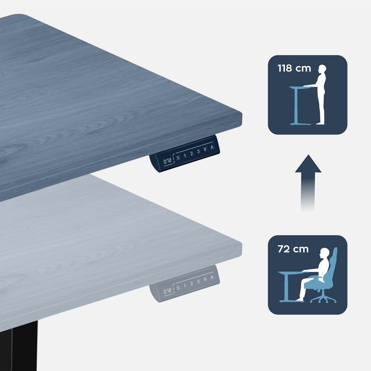 Electric desk with height-adjustable top