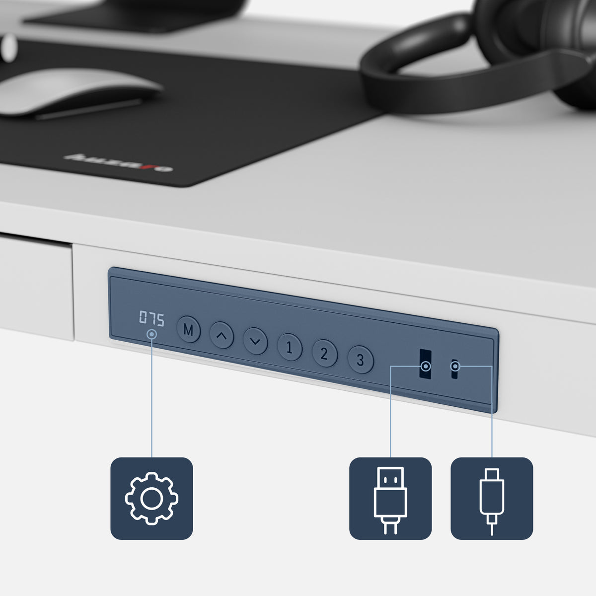Control panel with 3 memory slots