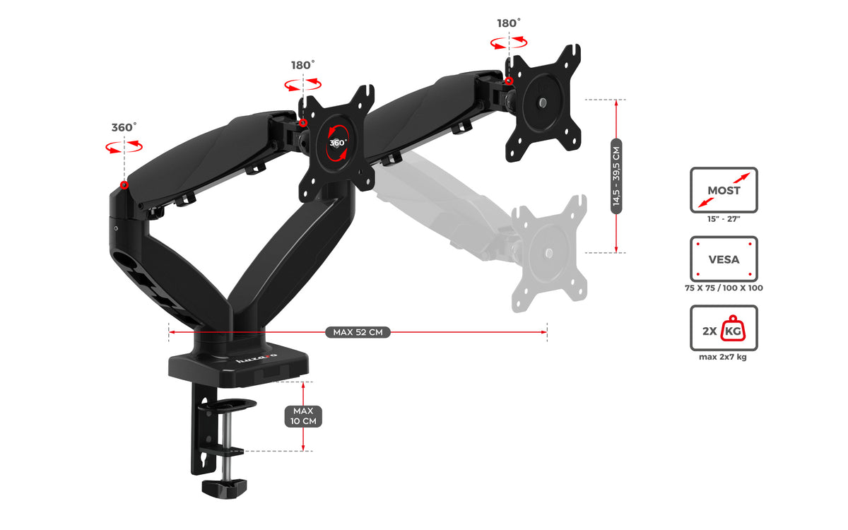 Huzaro Motion 2.2 swivel mount for two monitors