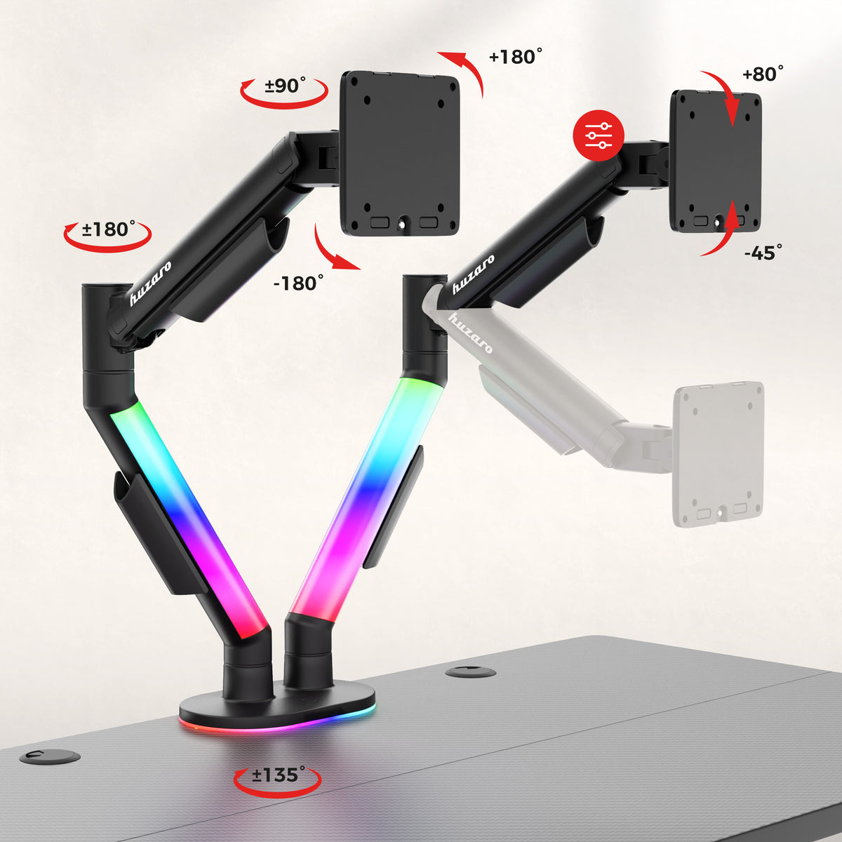 Huzaro Motion 2.6 RGB desk mount for 2 monitors