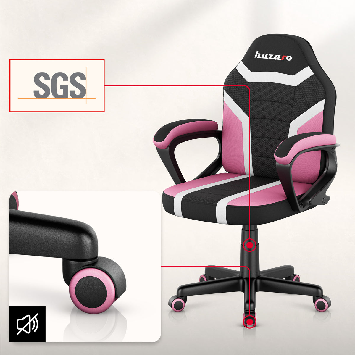 HUZARO RANGER 1.0 Pink Mesh children’s gaming chair