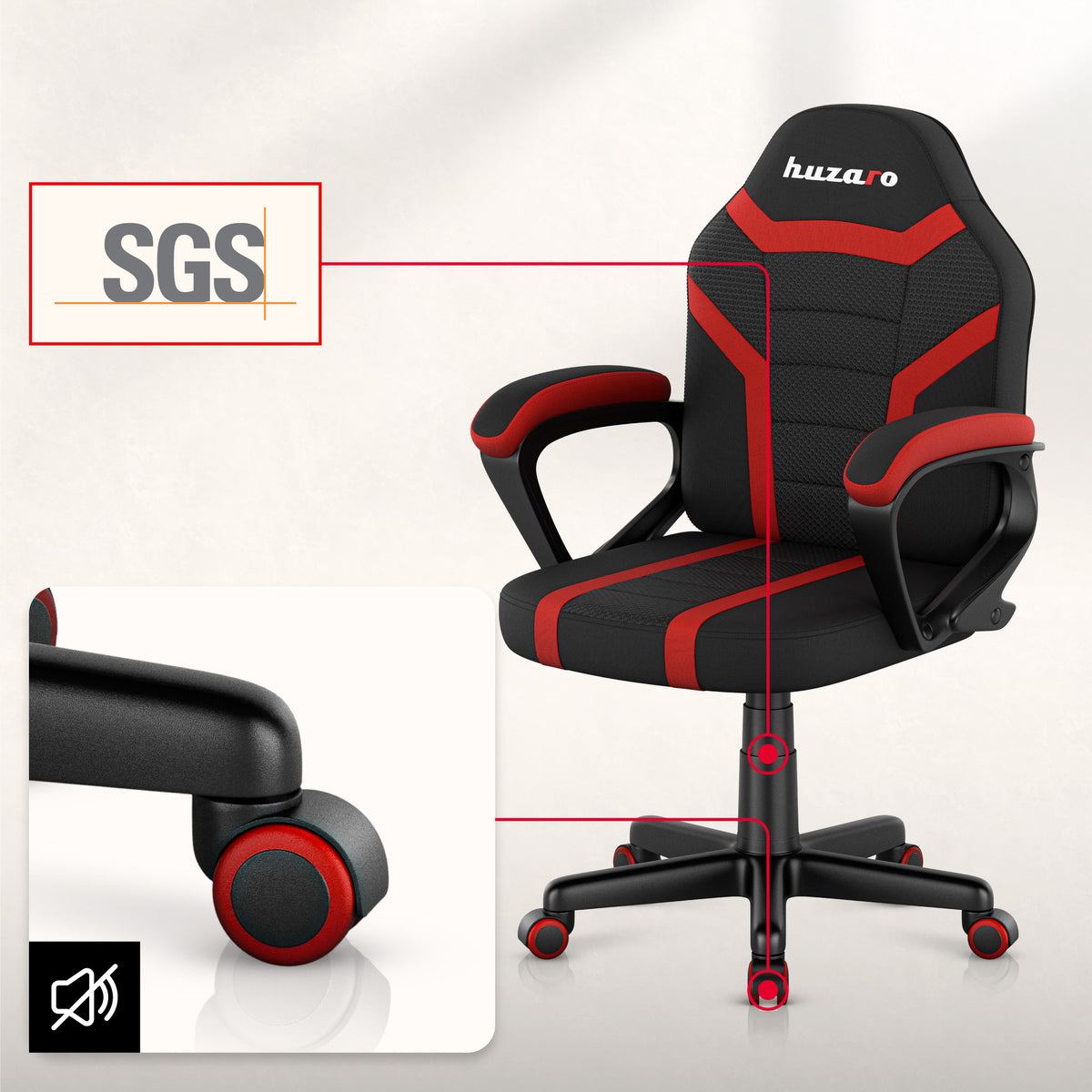 HUZARO RANGER 1.0 Red Mesh children’s gaming chair