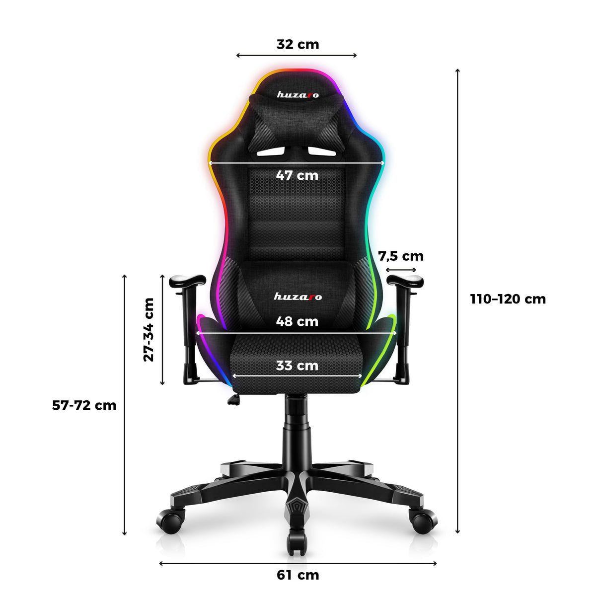 HUZARO RANGER 6.0 RGB Black Mesh children’s gaming chair
