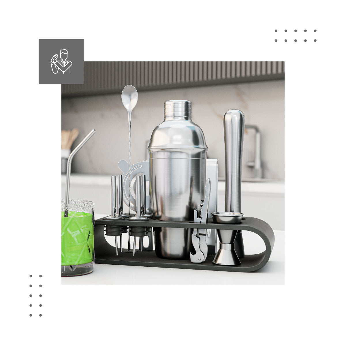 The elegant Shake 5.0 bartending set