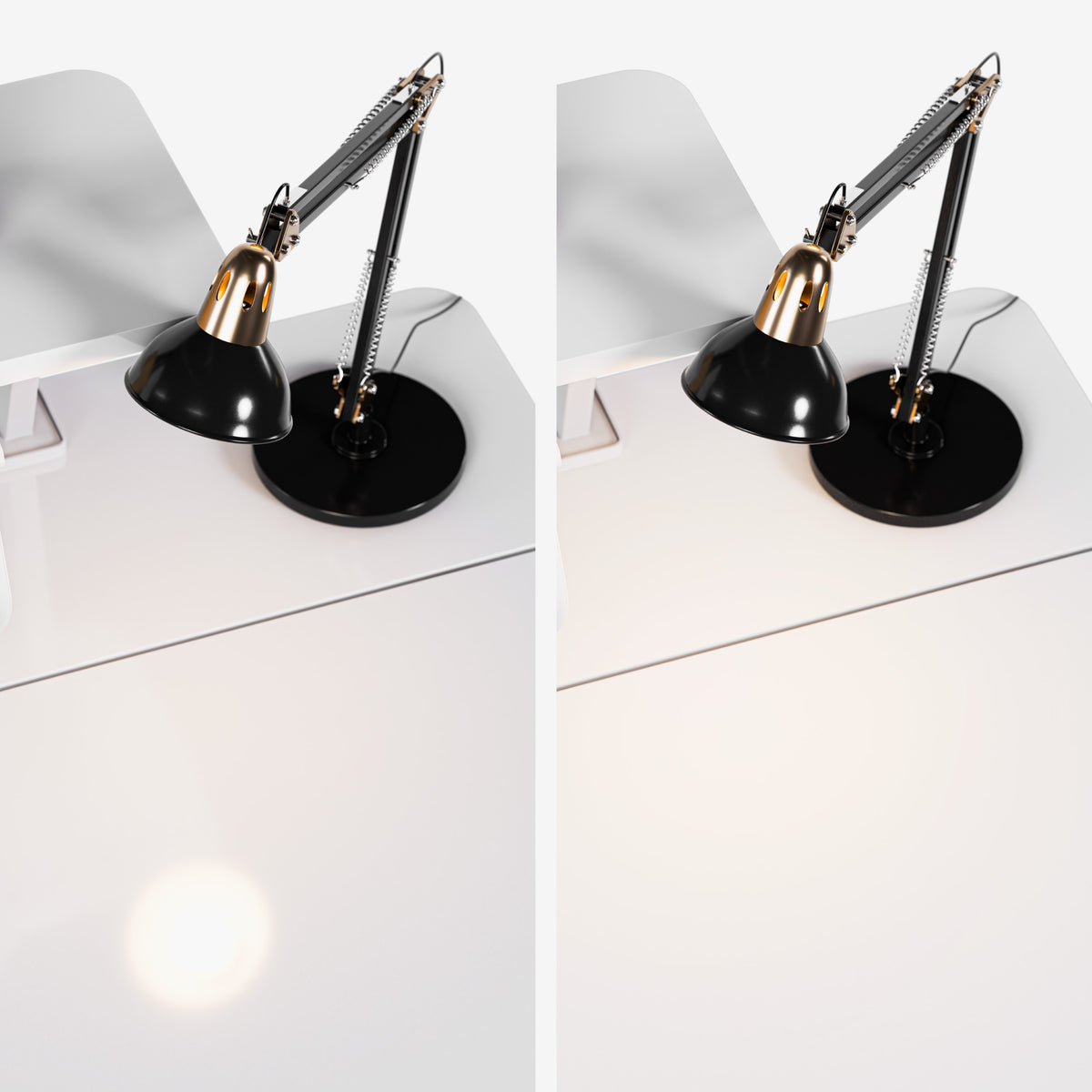Worktop with an anti-reflective coating