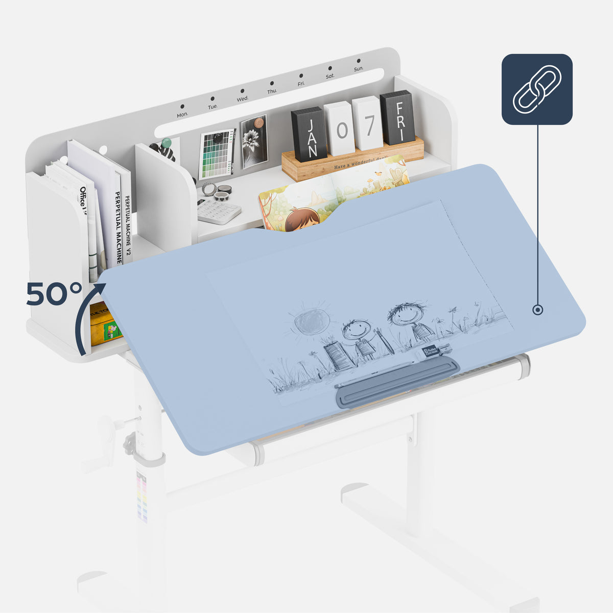 Adjustable tabletop tilt angle