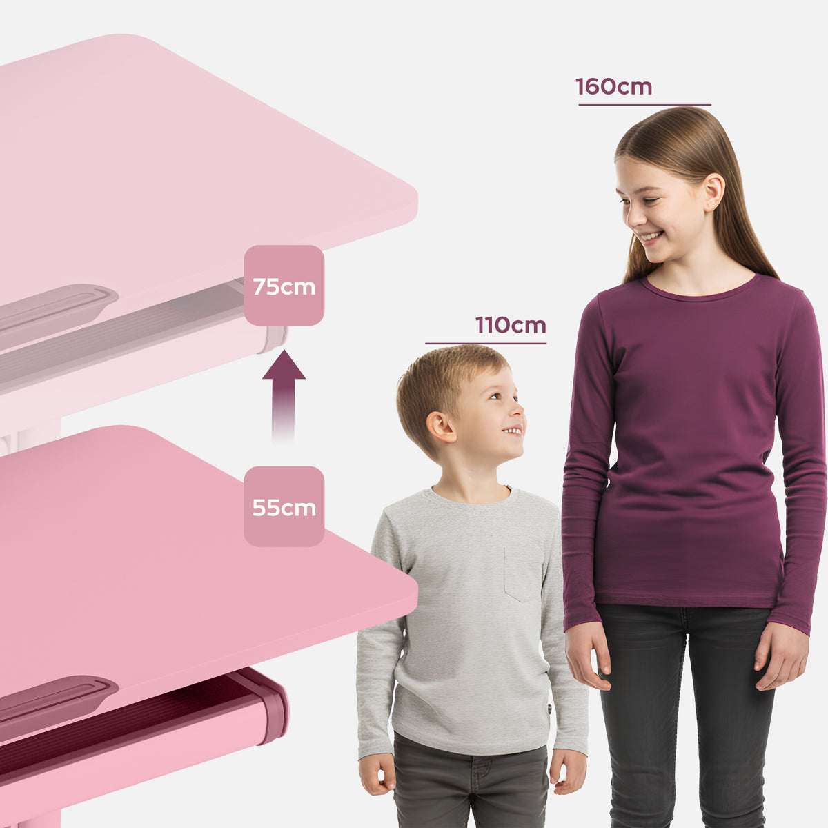 Convenient height adjustment of the worktop