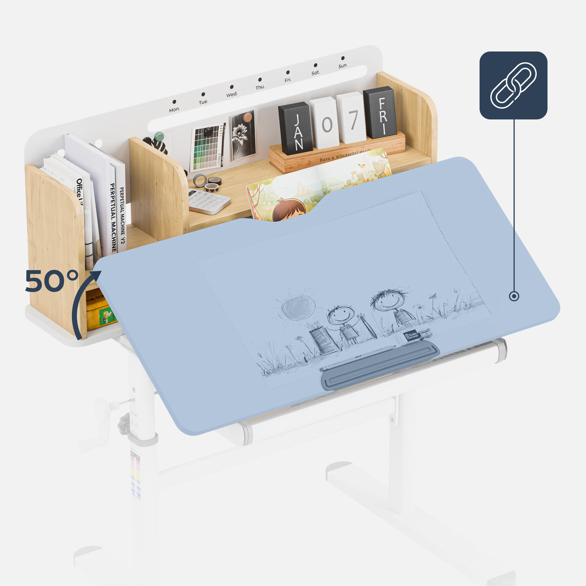 Adjustable tabletop tilt angle