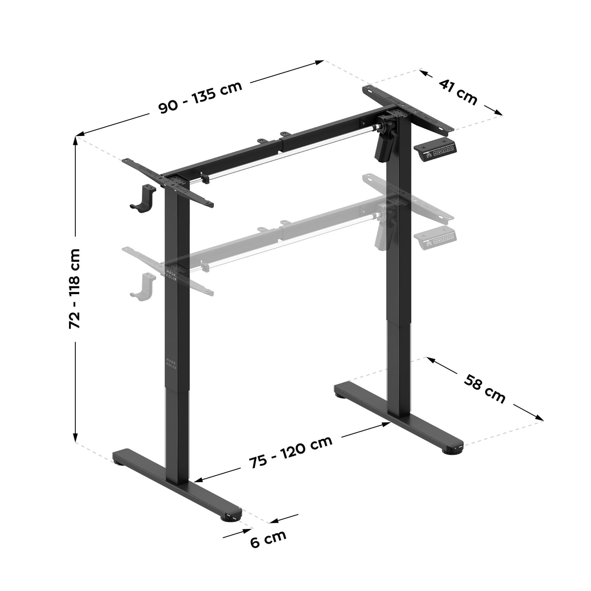Mark Adler Xeno 1.7 Black electric desk frame
