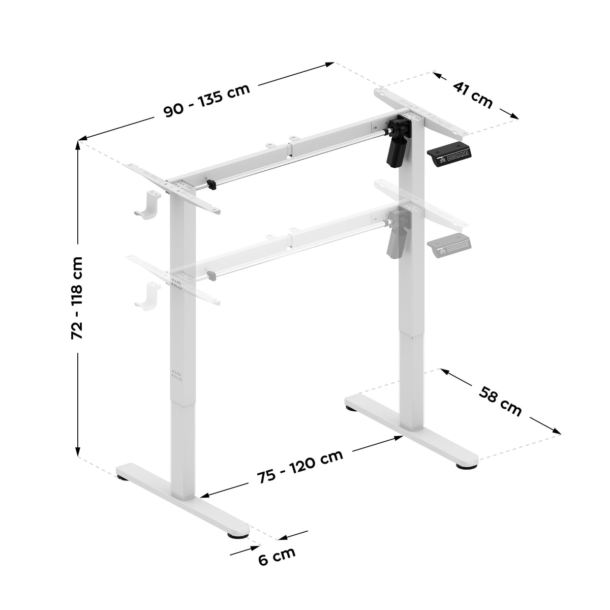 Mark Adler Xeno 1.7 White electric desk frame